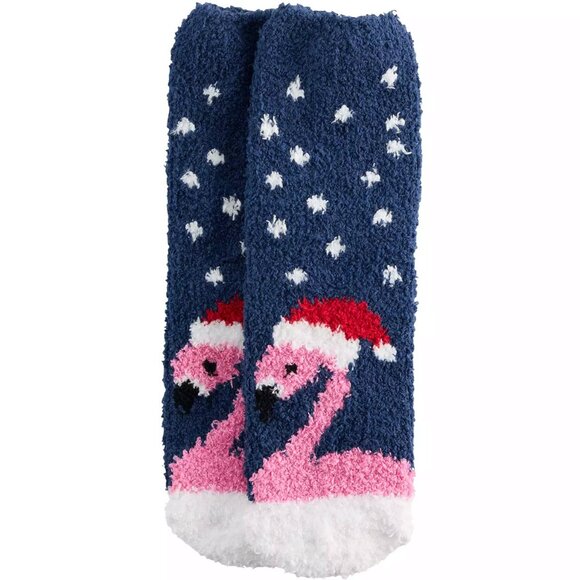 **3/$15* Fuzzy Pink Flamingo Slipper Socks - Picture 1 of 2